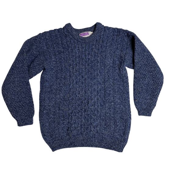 Highland Home Industries Sweater Women's Small Blue Cableknit Made in Scotland - Picture 1 of 6